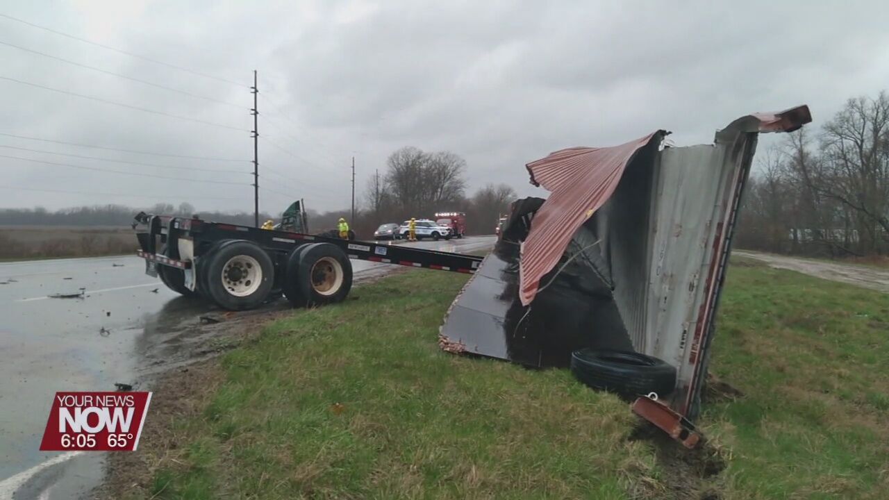 Accident involving two semis closes Route 33 south of Russells Point
